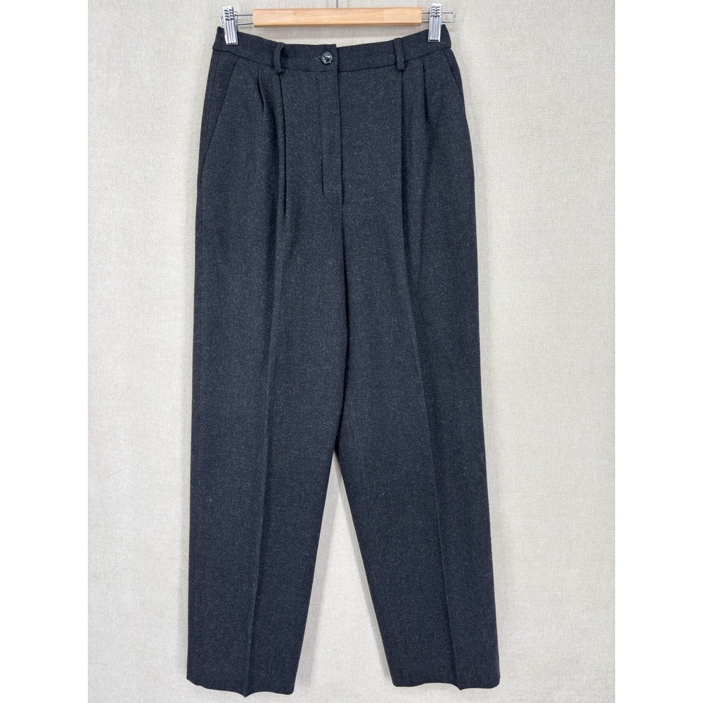 Vintage Pendleton Pants Womens 8 Black Wool High Rise Career Office Lined USA